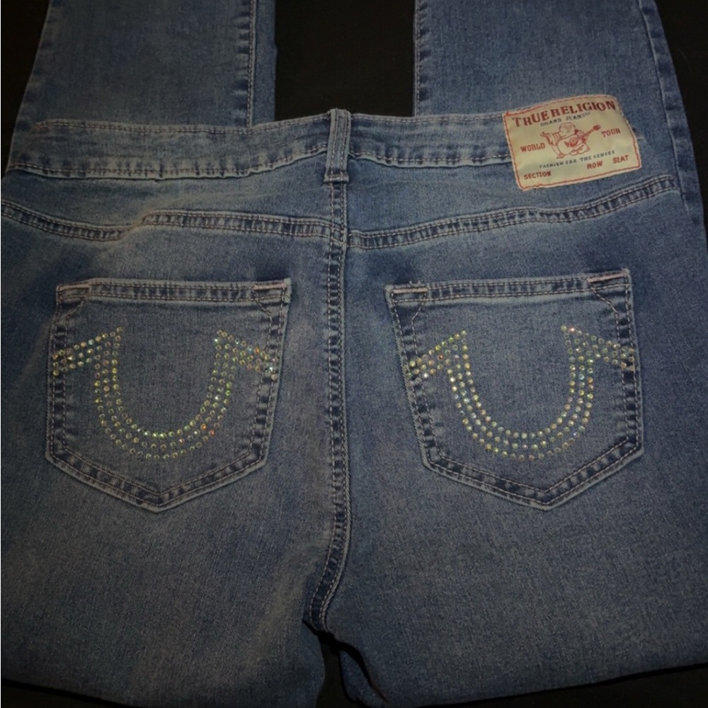 True Religion Women's Light Blue Jeans with crystals